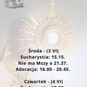 ZMIANY W ZWIĄZKU Z UROCZYSTOŚCIĄ NAJŚWIĘTSZEGO CIAŁA I KRWI CHRYSTUSA